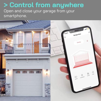 Ouvre-porte Wifi Ouvre-porte de garage Smart Smart | Télécommande APP | Compatible avec Google Assistant et IFTTT | Aucun hub requis | (noir)
