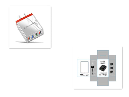 Chargeur USB Charge rapide 3.0 4 Adaptateur de téléphone pour tablette Chargeur mobile mural portable