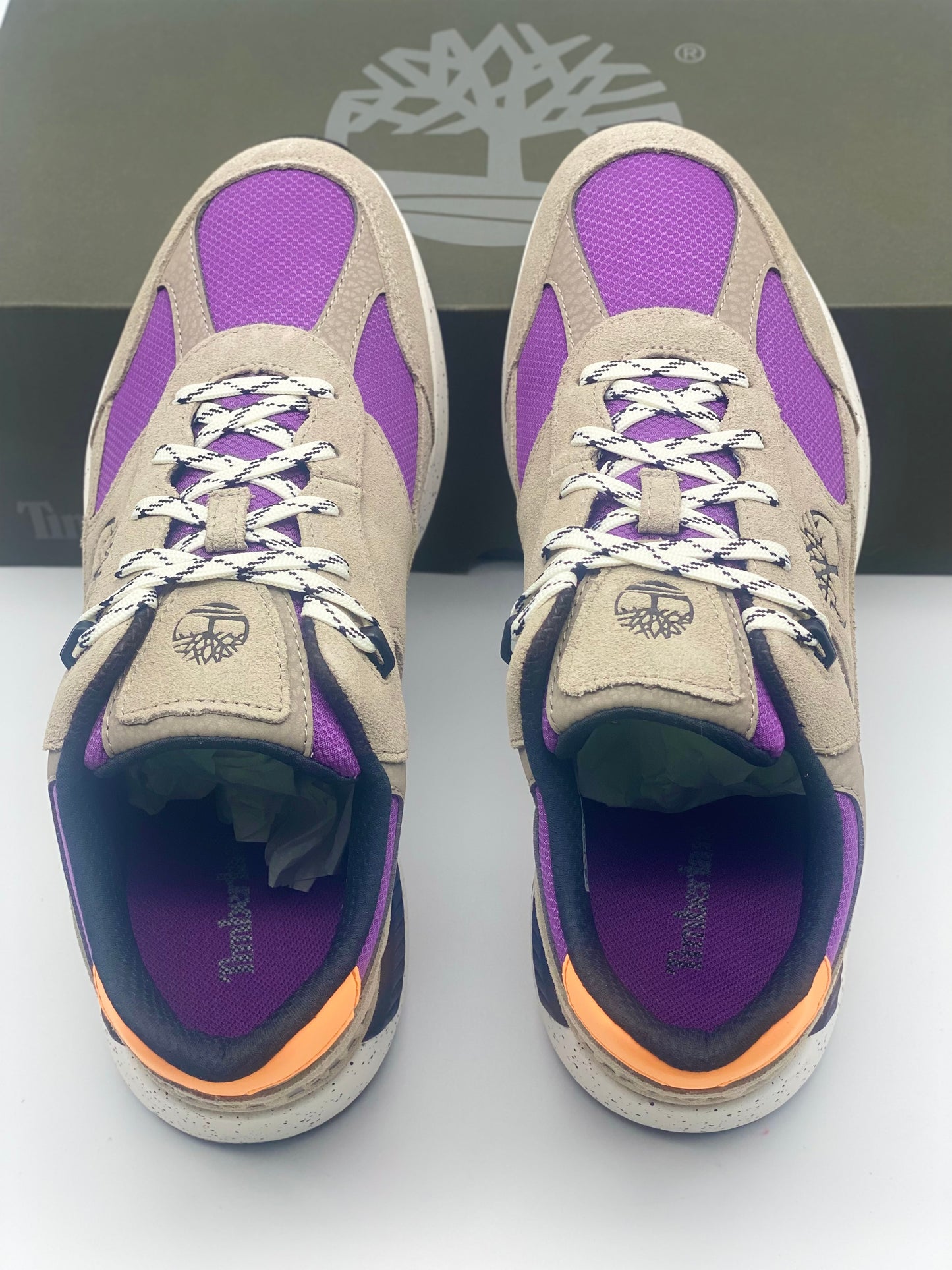 TIMBERLAND Baskets Field Trekker LF Low Hiker Light Taupe Suede With Purple