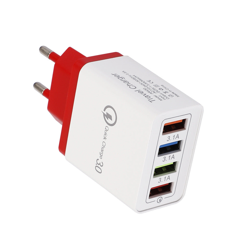 Chargeur USB Charge rapide 3.0 4 Adaptateur de téléphone pour tablette Chargeur mobile mural portable