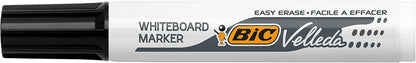 BIC Velleda 1791 Feutres pour Tableau Blanc Effaçables à Sec Pointe Large Biseautée - Noir, Boîte de 12
