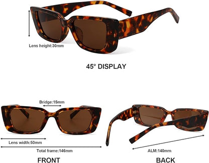 Lunettes de Soleil Rétro Rectangulaires, 3 Pièces Lunettes de Soleil Rétro Lunette de Soleil Vintage Lunettes de Soleil à La Mode Avec Protection UV 400 Lunettes De Soleil Pour Femmes Hommes