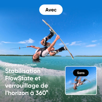 Insta360 X4 + Perche à selfie + trépied + Perche à selfie invisible 114 cm + étuis rigide jaune d’origine