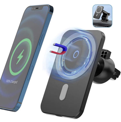 Support Magsafe 15W avec de Chargeur de Voiture sans Fil magnétique pour iPhone 13/12/14:15/16/17 Pro Max Mini avec Support de téléphone de Voiture Chargeur sans Fil à Charge Rapide