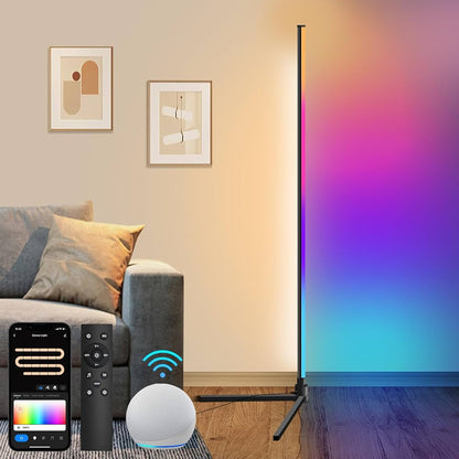 Lampadaire sur Pied D'angle RGBCW LED Compatible avec Alexa/Google Home/WiFi APP/Télécommande - Éclairage Décoratif Moderne pour Salon et Chambre
