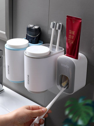 Distributeur "Smile-Press" – Porte-Dentifrice Automatique & Support Mural Antibacté