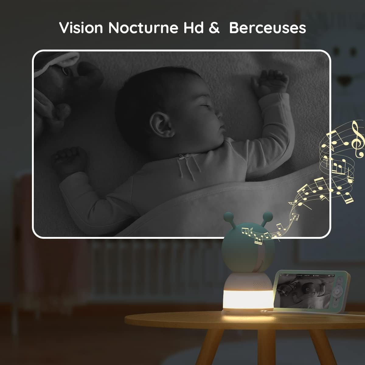 Babyphone Caméra 2K 5" PTZ 355°Camera Bebe,détection des Mouvements, Suivi Automatique neuf