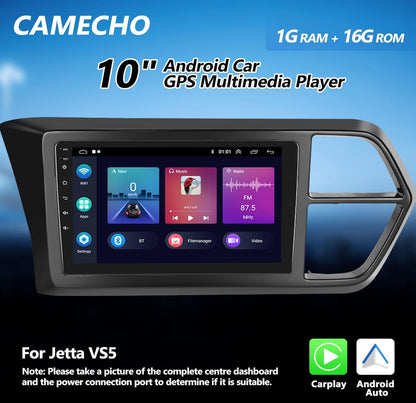 CAMECHO Android 11 Autoradio pour VW Jetta vs5 2020, Wireless Carplay Android Auto, 10.1" HD écran Double Din Bluetooth avec GPS HiFi Support FM RDS SWC + AHD Caméra de recul