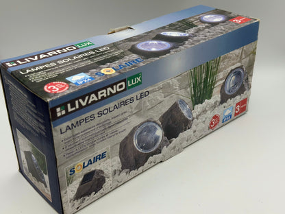 Lot de 3 lampes solaires « pierre » à LED
