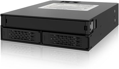 ICY DOCK Backplane Cage, Rack Mobile, boîtier de Rack Robuste métallique Hot Swap pour 2 x SSD Or HDD 2.5" SATA/SAS & Plateau Slim Odd/Graveur DVD pour Baie de 5.25" - Tough Armor MB994IPO-3SB