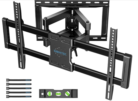 Support Mural TV pour Téléviseurs de 37-85 Pouces, Fixation Murale TV Peut Contenir Jusqu'à 60kg, Support TV Pivotant et Inclinable avec Bras Double Extensible, Max VESA 600x400mm