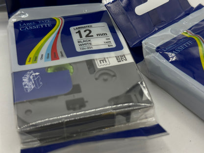 Lot de 4 étiquettes de rechange pour P-Touch 12 mm laminé pour Brother Label