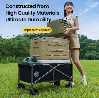 Chariot pliable avec capacité 70 L et charge maximale 100 kg