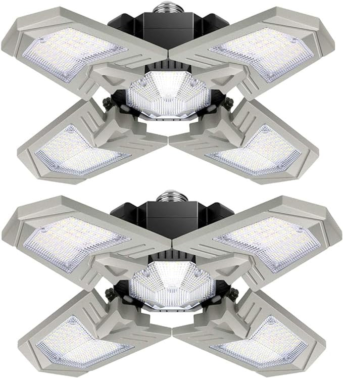 Éclairage de garage à LED Avec 4 panneaux Réglables, E27 6500K 12000LM 120w neuf