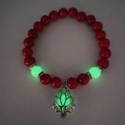Bracelet "Lotus Lumineux" – Pierre Naturelle, Énergie Yoga & Perles Phosphorescen