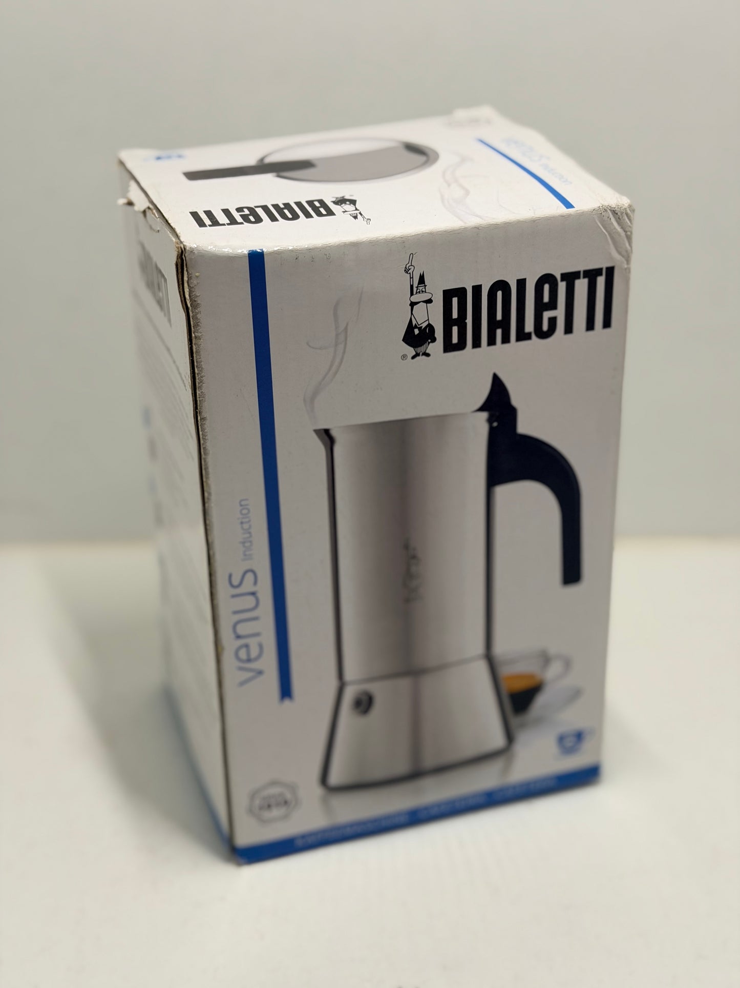 Bialetti - Nouvelle cafetière expresso Venus Induction, Plaque de cuisson en acier inoxydable, Adaptée à toutes les sources de chaleur, 6 Tasses, Aluminium, 235ml,Argent [Classe énergétique A+]