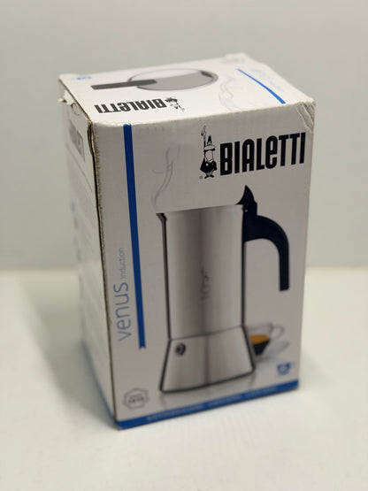 Bialetti - Nouvelle cafetière expresso Venus Induction, Plaque de cuisson en acier inoxydable, Adaptée à toutes les sources de chaleur, 6 Tasses, Aluminium, 235ml,Argent [Classe énergétique A+]