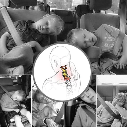 Appui-tête de voiture Oreiller de voiture Support de cou de voiture Siège de voiture Appui-tête Support d'oreiller des deux côtés Oreiller cervical avec nylon élastique élevé adapté aux adultes et aux enfants - Noir