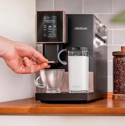 Cecotec Machine a Café Espresso Superautomatique Cremmaet Compactccino Connected Black Rose. 19 Bars, Écran TFT, Wifi, Moulin Integré, Réservoir d'eau 1,1 L et de lait 400 ml, Nettoyage Automatique