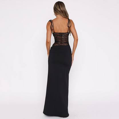 Robe Longue "Satin Night" – Dos Nu Croisé & Fente Latérale