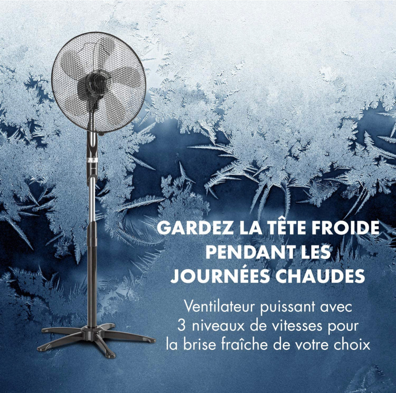 Ventilateur sur Pied, Jusqu'à 2040m³/h, 16" (41cm), 55W de puissance, 5 pales, Oscillation neuf