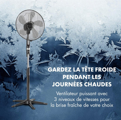 Ventilateur sur Pied, Jusqu'à 2040m³/h, 16" (41cm), 55W de puissance, 5 pales, Oscillation neuf
