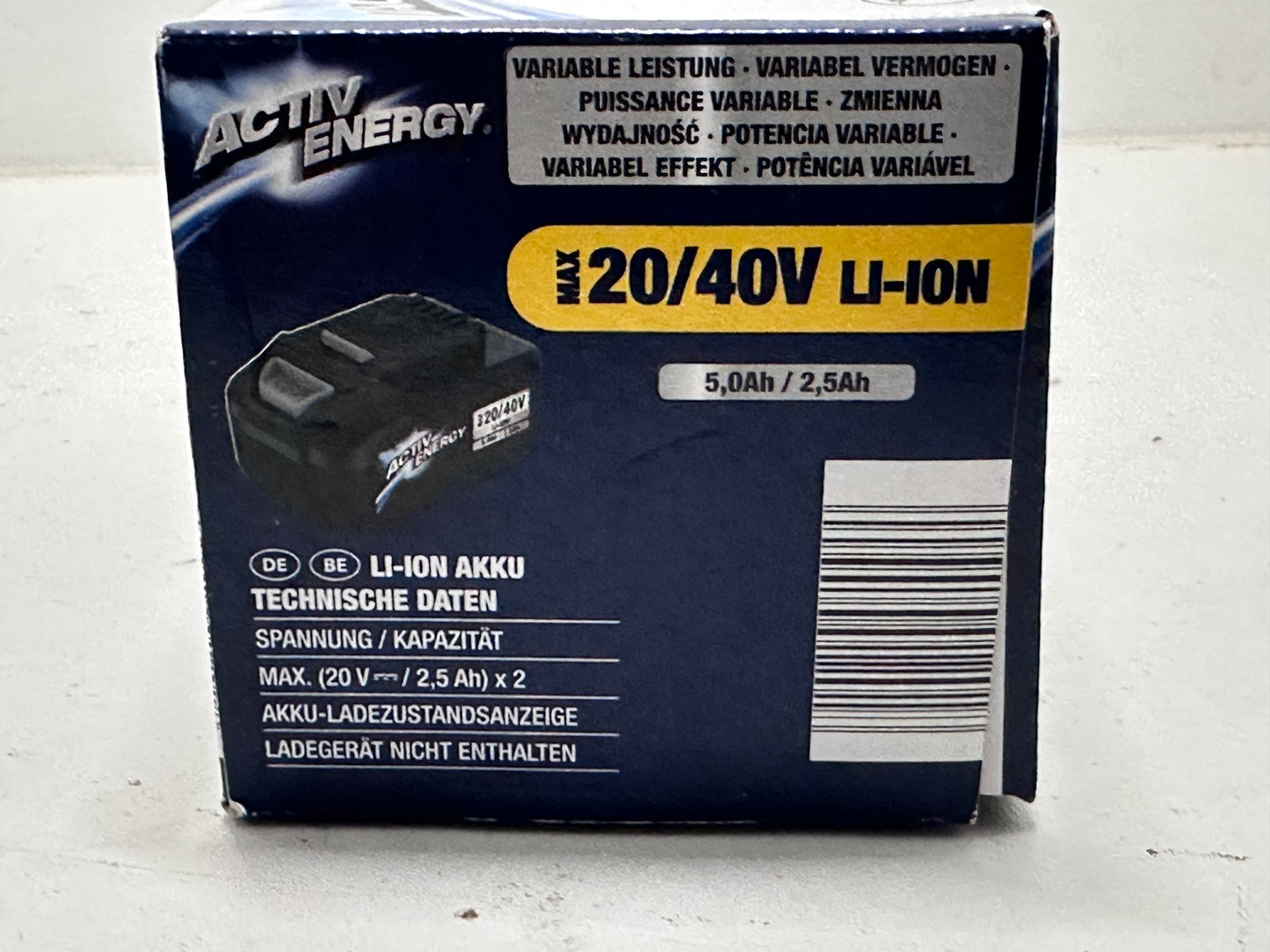 ACTIV ENERGY Batterie Li-Ion, 20/40 V 5,0 Ah / 2,5 Ah, 90 Wh, pour les outils sans fil Ferrex
