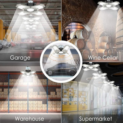 Éclairage de garage à LED Avec 4 panneaux Réglables, E27 6500K 12000LM 120w neuf