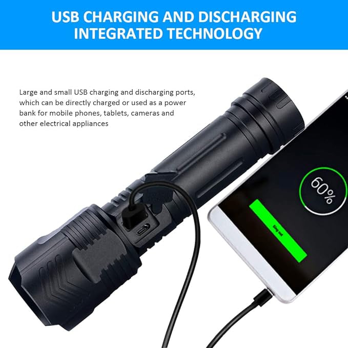 Kit de lampe de poche rechargeable tactique,3000 lumens Super Bright LED 5 modes zoomable neuve