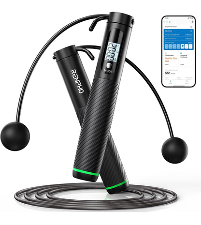 Corde à Sauter Intelligente avec Compteur, Corde à Sauter sans Fil Réglable, App Données d'Analyse, Corde a Sauter Fitness Homme Femmes Enfants, Crossfit Équipement d'Entraînement