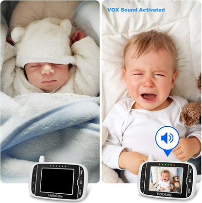 HelloBaby Babyphone HB32 Moniteur Vidéo sans Fil avec Appareil Photo Numérique, Camera Bebe Surveillance de la Température de Vision Nocturne et Système de Communication Bidirectionnelle