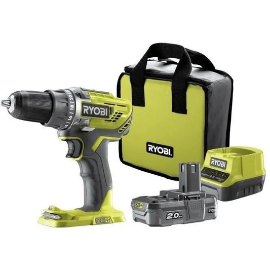 RYOBI Perceuse-visseuse sans fil 18V 50Nm Mandrin 13mm + 1 batterie + chargeur rapide + sac de transport + coffret de vissage