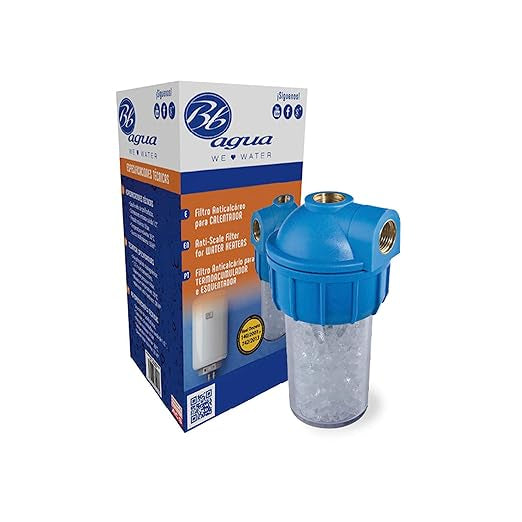 Filtre anticalcaire pour radiateurs. Comprend : boîtier de filtre et chargement de pierres polyphosp