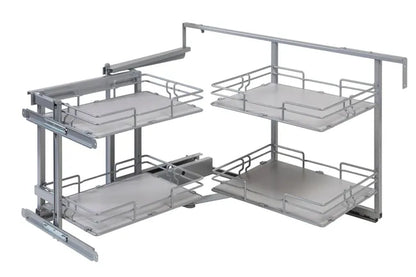 Rangement d'angle 4 paniers tirant gauche pour meuble d'angle bas, DELINIA neuf