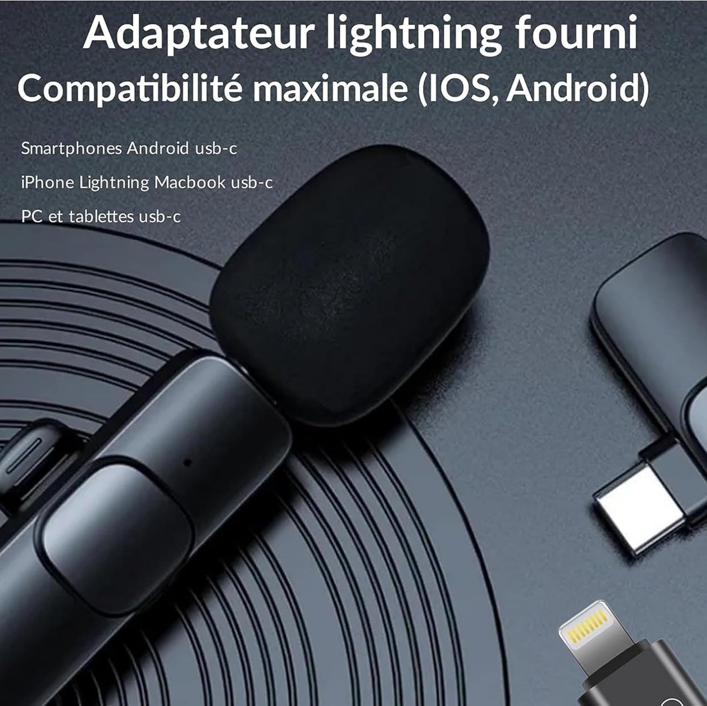 Jk products shopping online Micro Cravate sans Fil lavalier Compatible iPhone iPad Android iOS Smartphone Pc Microphone Plug and Play Enregistrement Live Stream Youtube