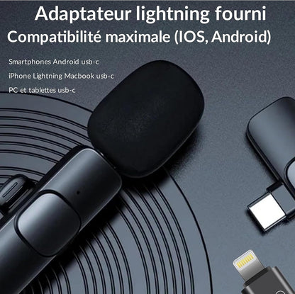 Jk products shopping online Micro Cravate sans Fil lavalier Compatible iPhone iPad Android iOS Smartphone Pc Microphone Plug and Play Enregistrement Live Stream Youtube