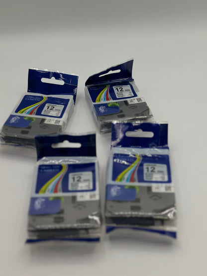 Lot de 4 étiquettes de rechange pour P-Touch 12 mm laminé pour Brother Label