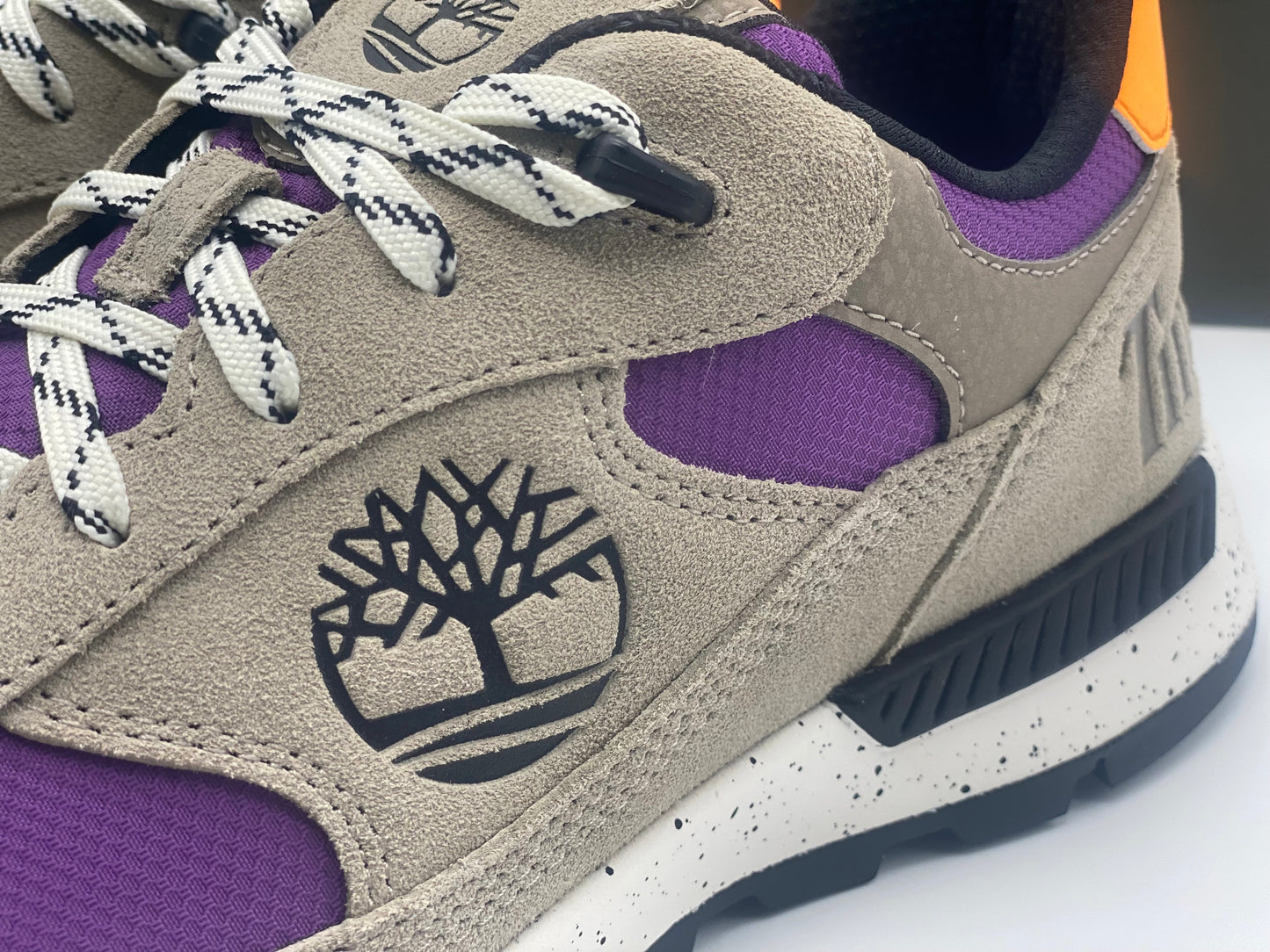 TIMBERLAND Baskets Field Trekker LF Low Hiker Light Taupe Suede With Purple