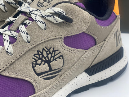 TIMBERLAND Baskets Field Trekker LF Low Hiker Light Taupe Suede With Purple