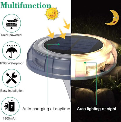 Lampes solaires de jardin Sol extérieur, 4 Led Lights IP68 Résine étanche jardin Chemin ou autres