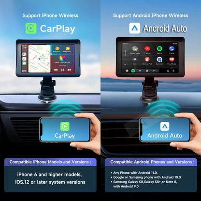 Écran 7 IPS inteligente Sans fil pour voiture Carplay Auto Mobile Téléphone Écran de projection Navigation