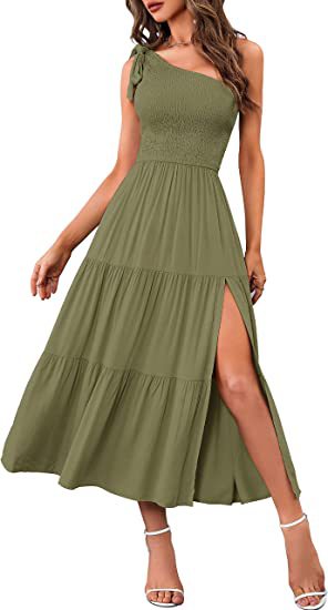 Robe "Ethereal-One" – Coupe Asymétrique à une Épaule, Bustier Smocké & Ourlet Plissé