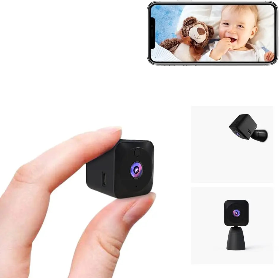 Caméras cachées EKMini Spy pour la sécurité de la maison 4KHD Grand angle WiFi sans fil Petite nounou Surveillance/Détection de mouvement/Vision nocturne