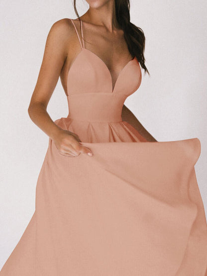 Robe Maxi "Aura-Summer" – Coupe Évasée, Décolleté en V & Dos Nu
