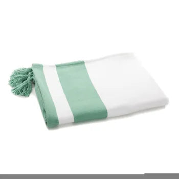 Plaid Slavia pompons, vert l.180 x L.220 cm
