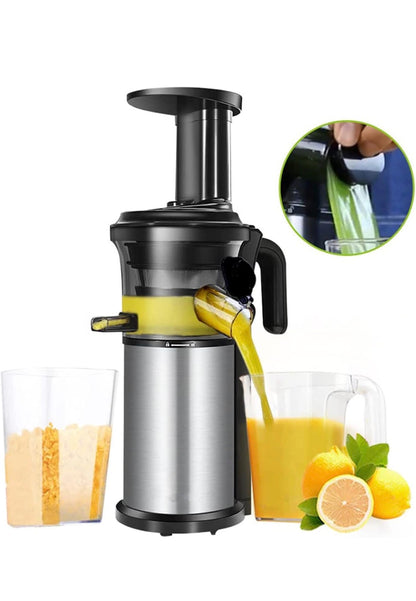 Extracteur de jus Lent pour Fruits et légumes Entiers, centrifugeuse Lente Verticale, Fonction Inverse, Moteur Silencieux, extracteur de jus Frais et sain, Facile à Nettoyer