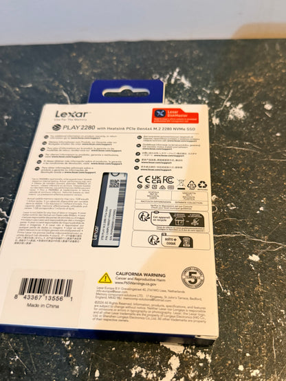 Lexar Play 2280 SSD 2 to avec dissipateur Thermique, PCle Gen 4x4 NVMe, Parfait pour PS5, Vitesse jusqu'à 7400 Mo/s, Disque SSD Interne Haute Performance, Compatible avec PS5