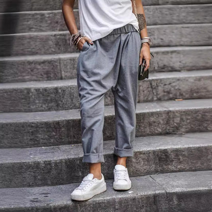 Pantalon "Comfy-Chic" à Taille Élastique – Coupe Droite & Matière Fluide