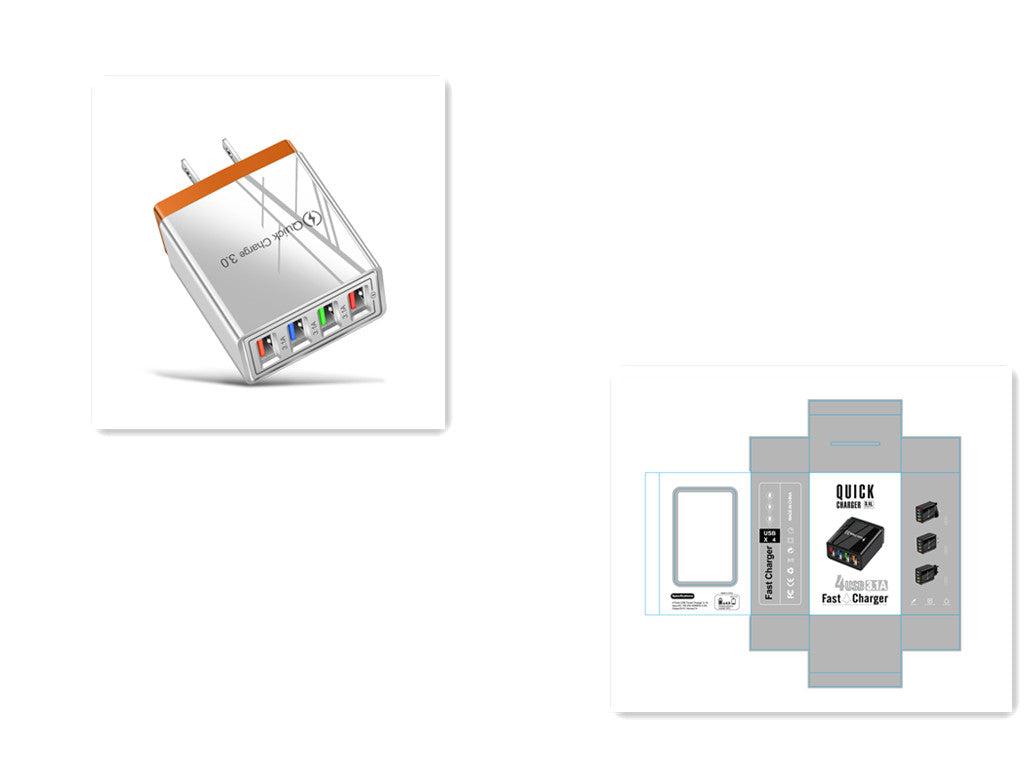 Chargeur USB Charge rapide 3.0 4 Adaptateur de téléphone pour tablette Chargeur mobile mural portable