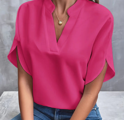 Blouse "Silk-Mist" en Mousseline – Col en V & Coupe Fluide Élégante